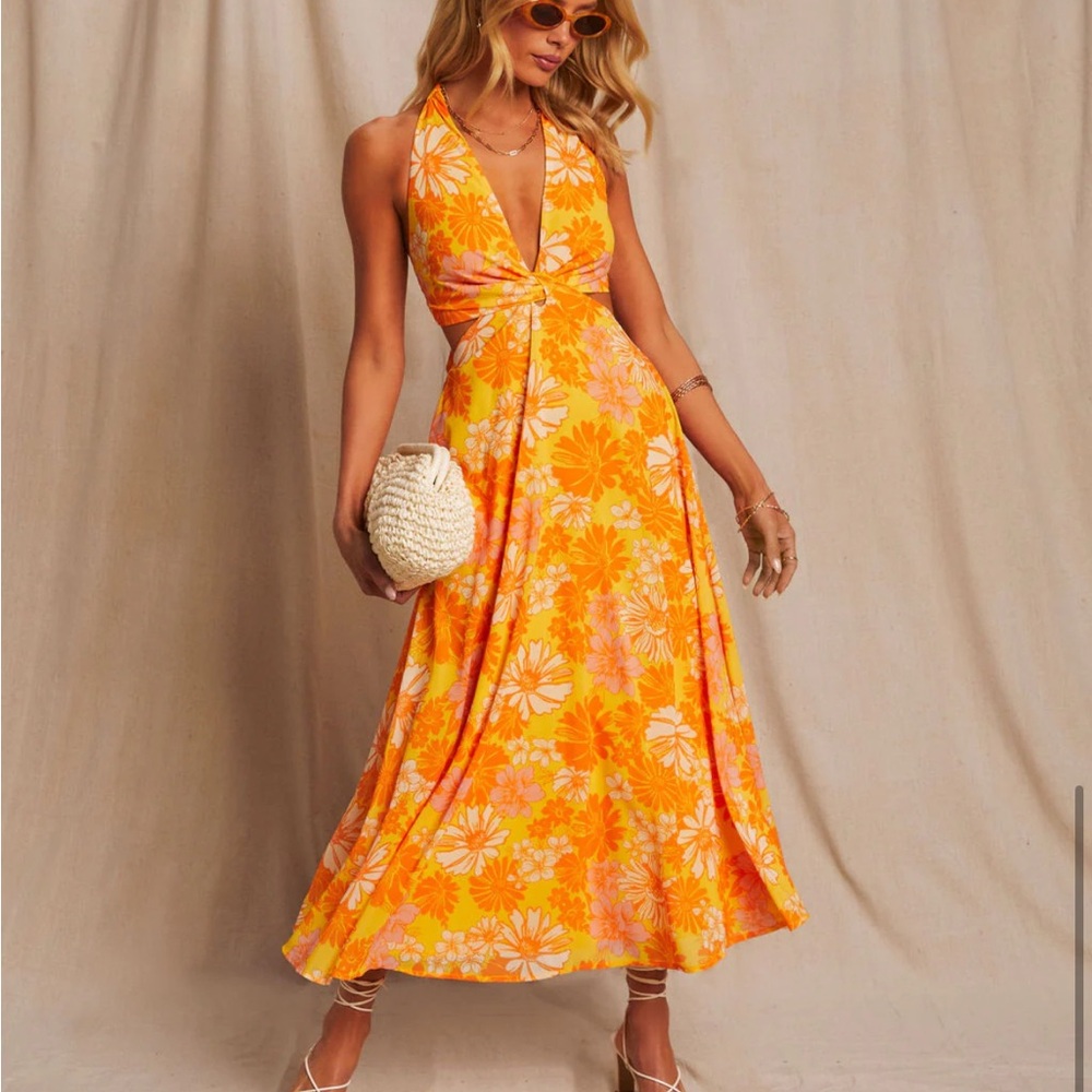 New Vici Halter Cutout Midi Dress